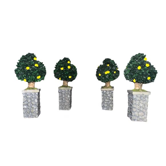 Vintage 2001 Village Square Pear Tree Set of 4 in Pots Mervyns Christmas Holiday - Picture 8 of 10